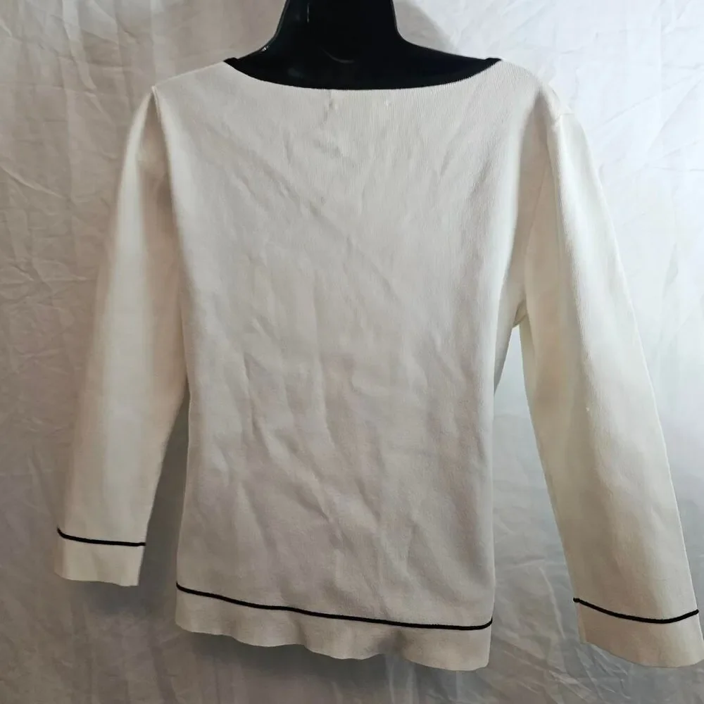 vintage y2k white retro 50s 3/4 sleeve top - Picture 3 of 5